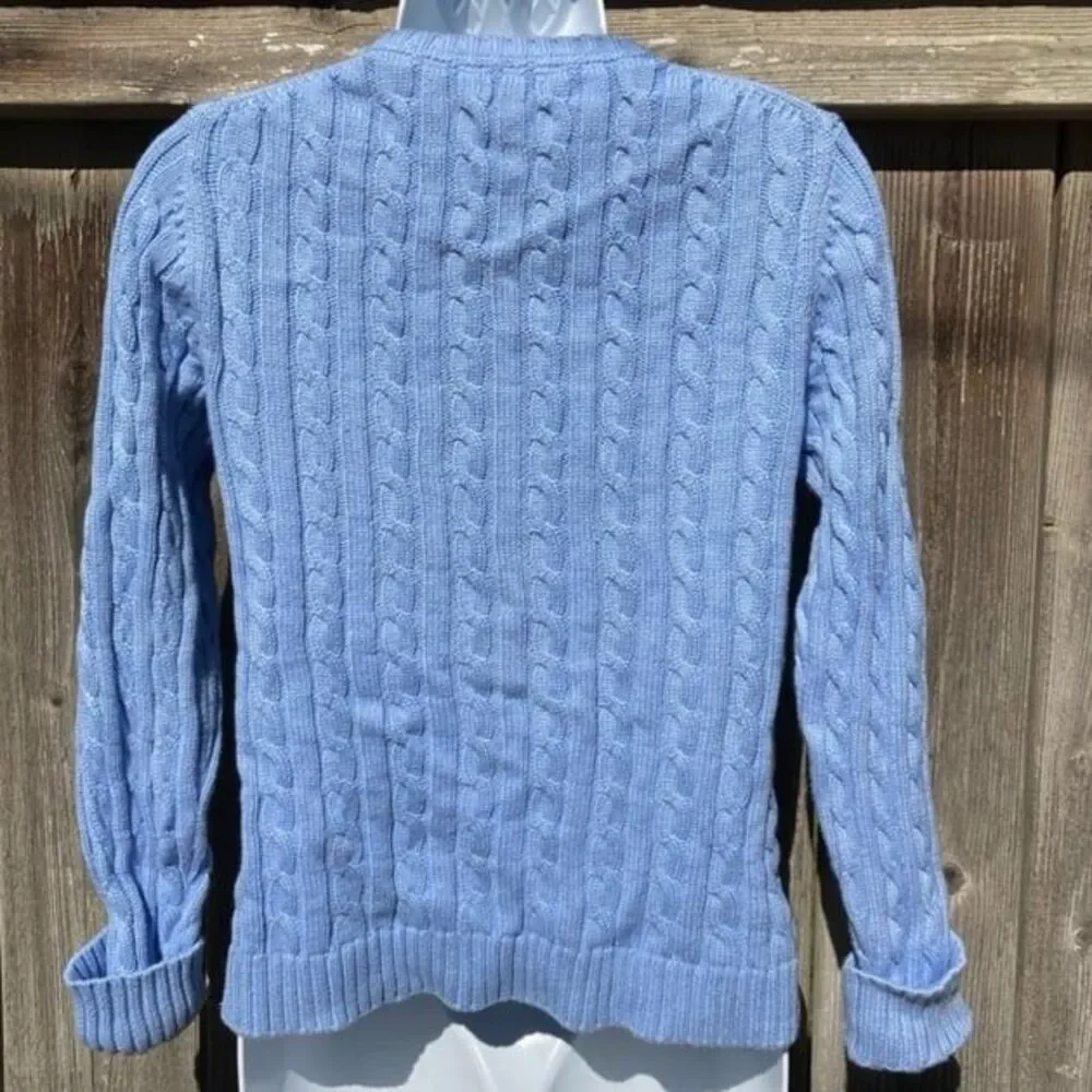 L.L. Bean pastel blue cable knit cardigan